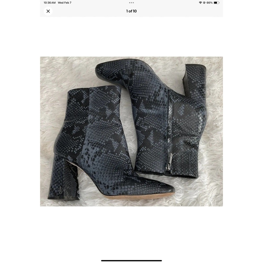 Sam Edelman Codie Ankle Booties Women's Dark Blue Snake Size 10 MSRP $160